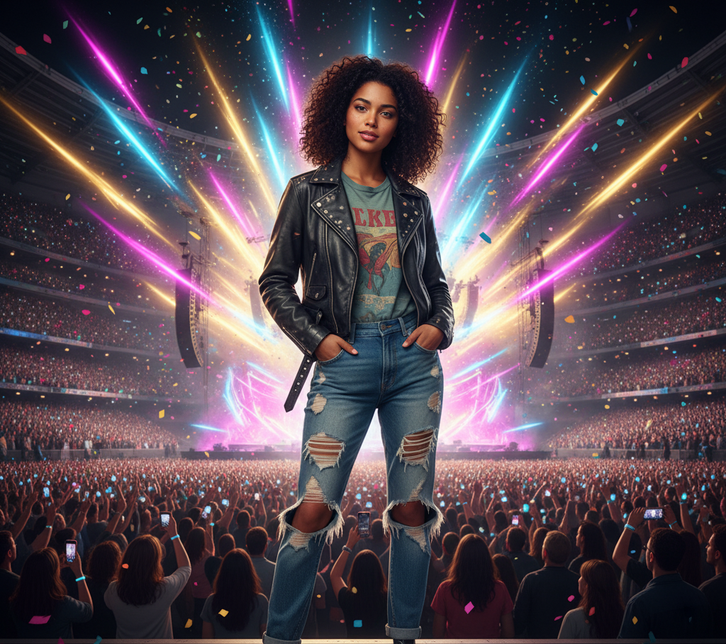 Distressed Denim and Band Tee