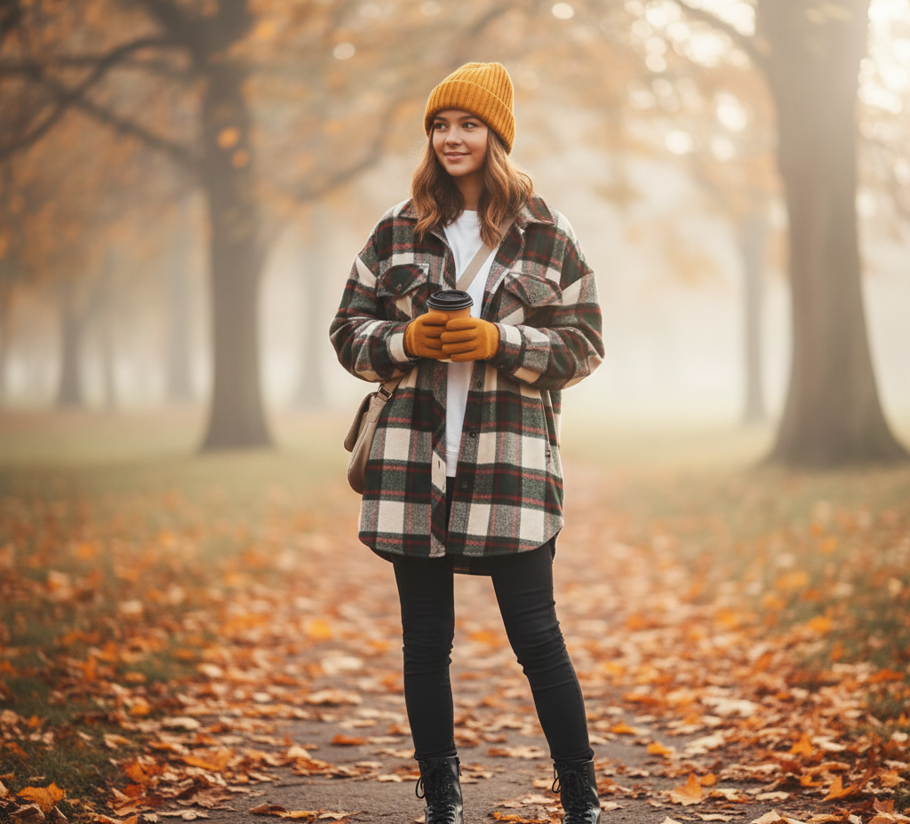 27 Trendy Winter Outfits for Teens: Layering, Color & Comfort 8 Flannel Shirt Jacket (Shacket) Outfit Idea