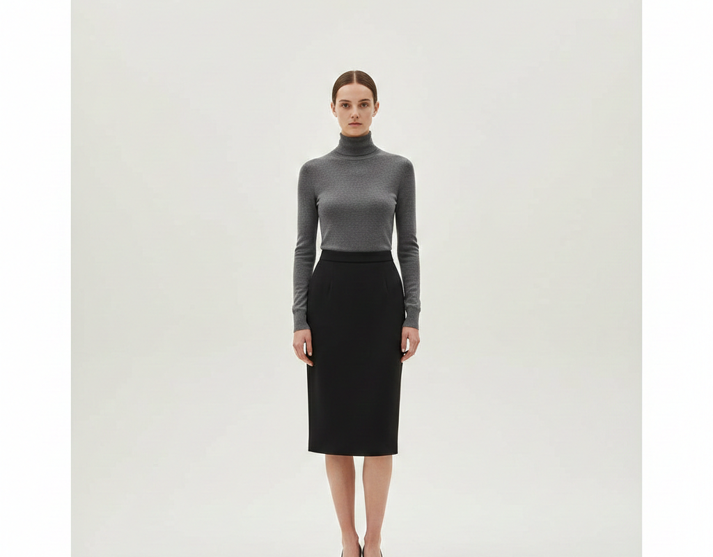 20 Best Minimalist Outfit Ideas to Stay Stylish with Less 12 Slim-Fit Turtleneck and Pencil Skirt