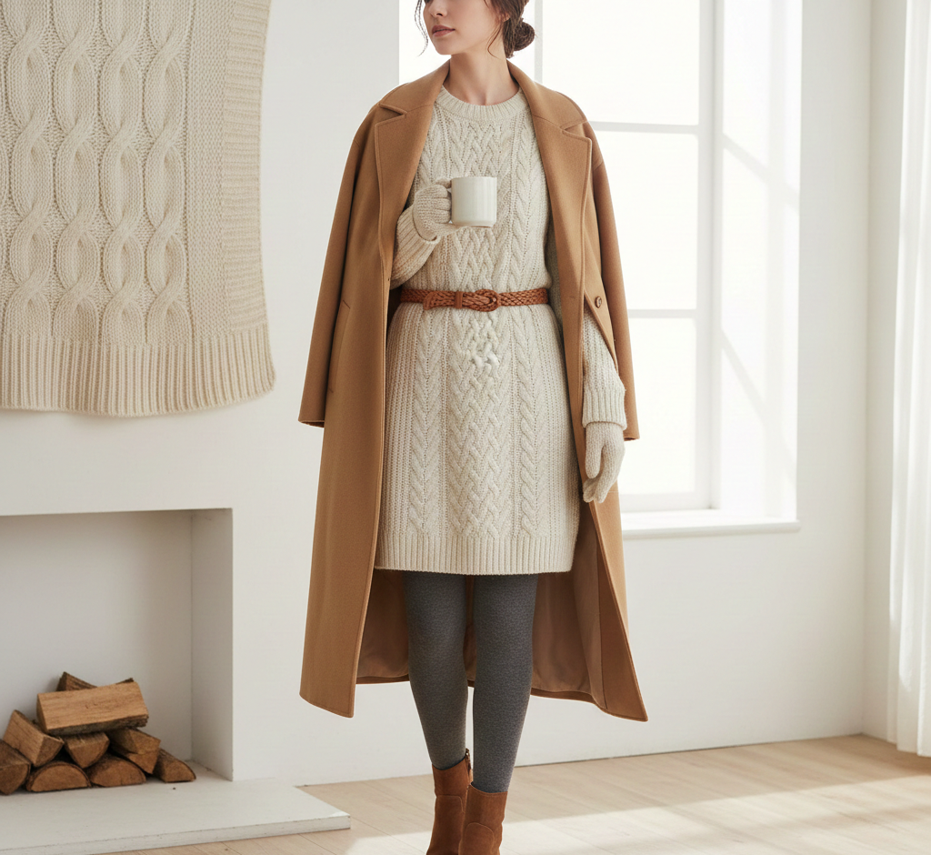 Layering a Cashmere Sweaterdress Ensemble Idea