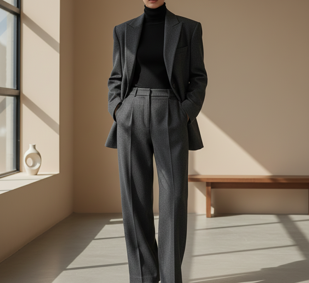 The Oversized Blazer and Turtleneck Combination Idea