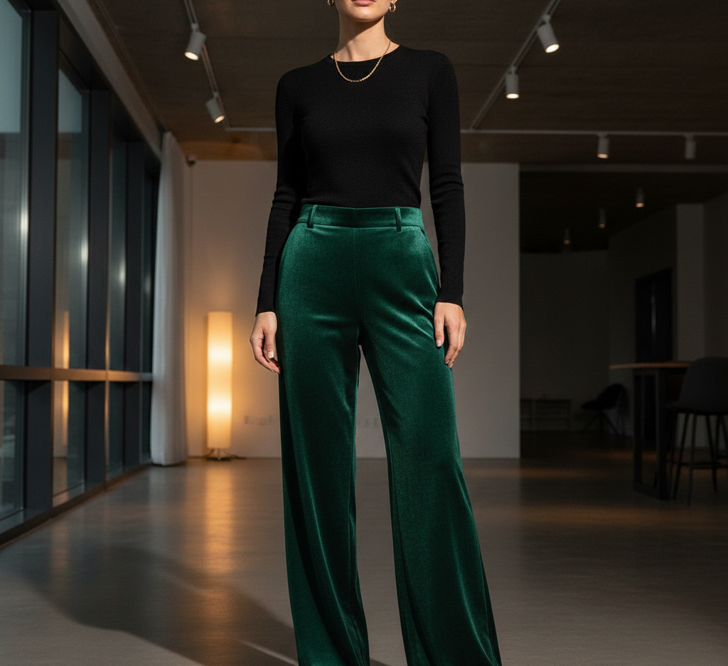 The Velvet Wide-Leg Pants Pairing Idea
