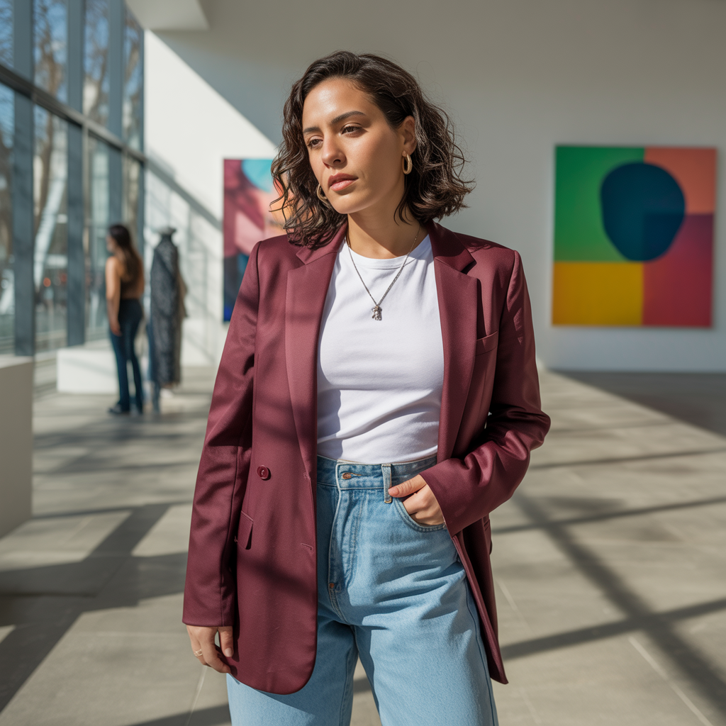 25 Best Casual Fall Outfits for Women This Autumn 9 Blazer with White Tee and Jeans