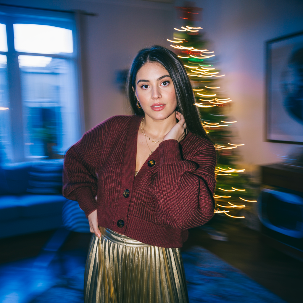 20 Best Stunning Winter Outfits That Turn Heads in Cold Weather 14 Chunky Knit Cardigan with Midi Skirt