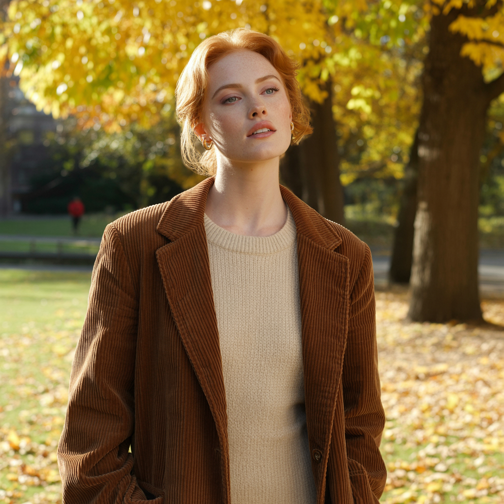 Corduroy Blazer with Knit Dress