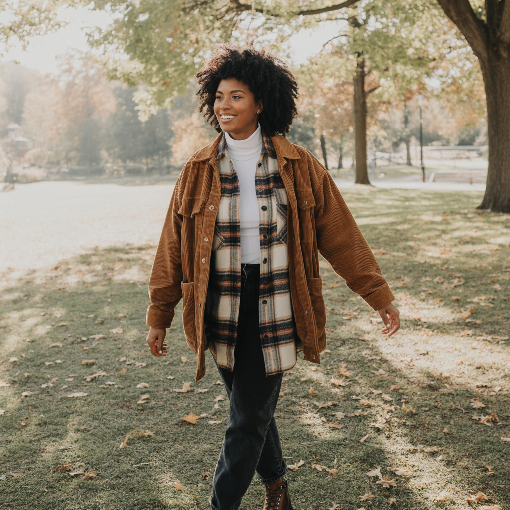 Corduroy Jackets with Layered Shirts