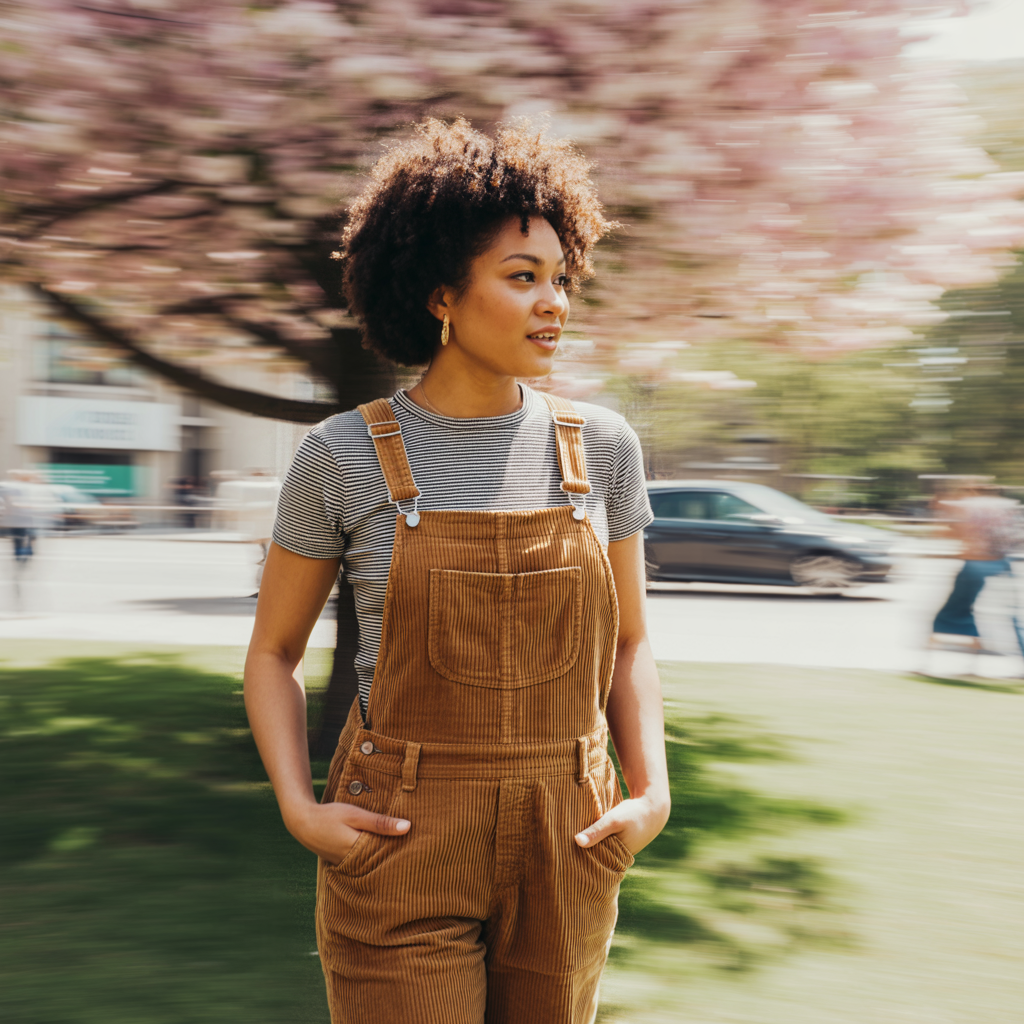 Corduroy Overalls with Striped Tee