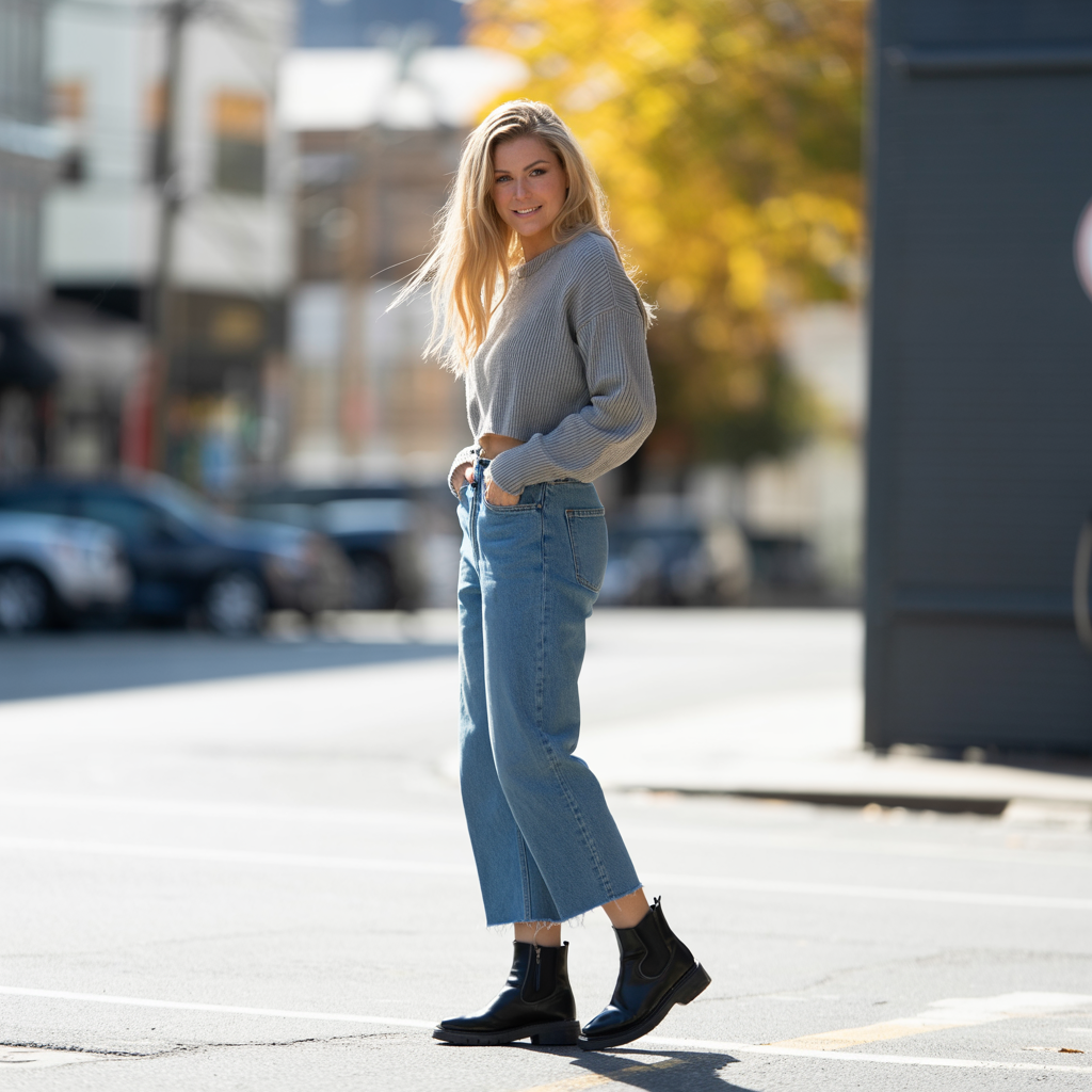 Cropped Jeans with Ankle Boots