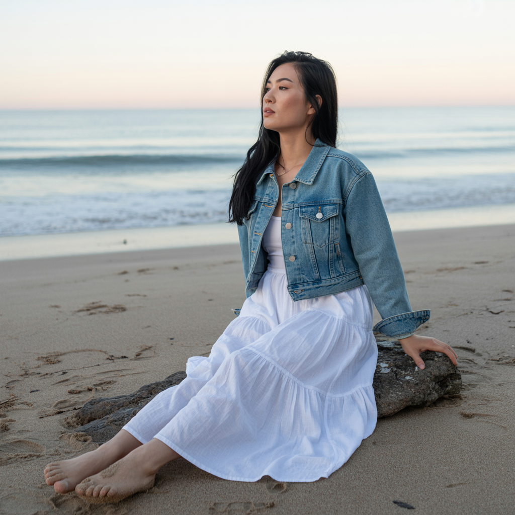 Denim Jacket with Maxi Dress
