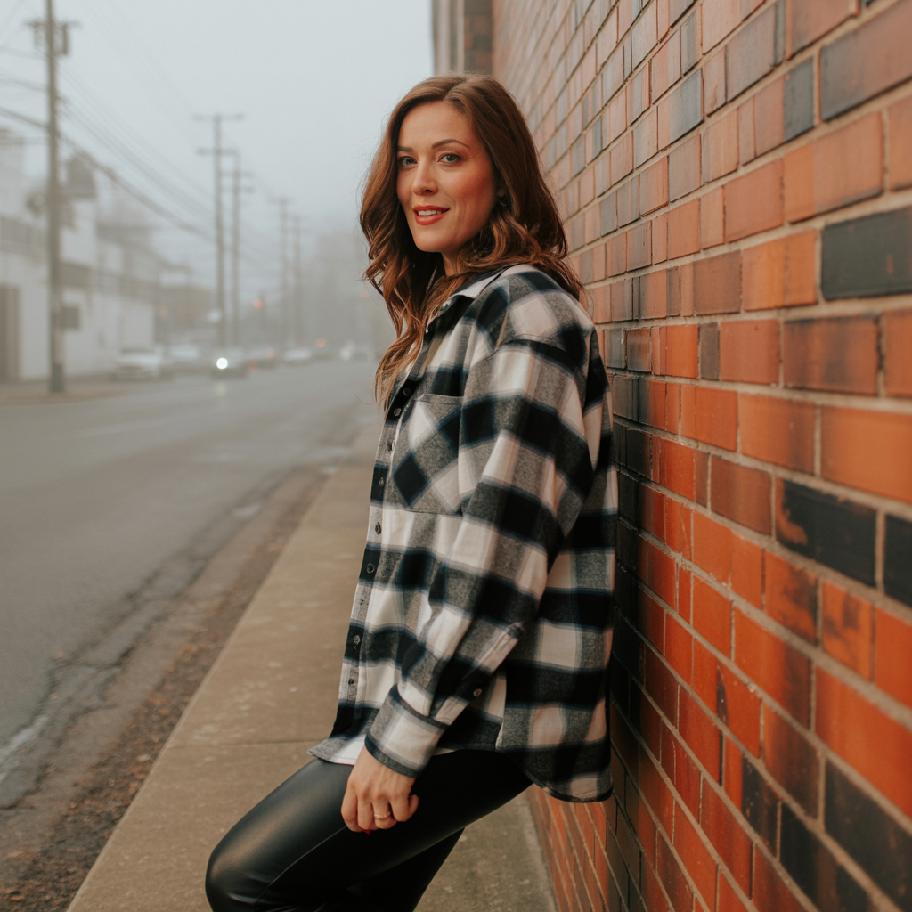 25 Best Casual Fall Outfits for Women This Autumn 3 Flannel Shirt with Leggings