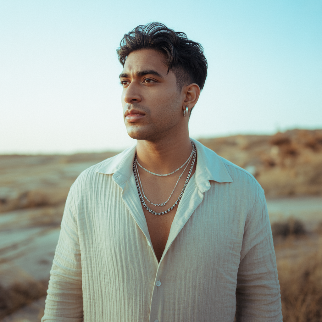 Flowy Shirt with Layered Necklaces