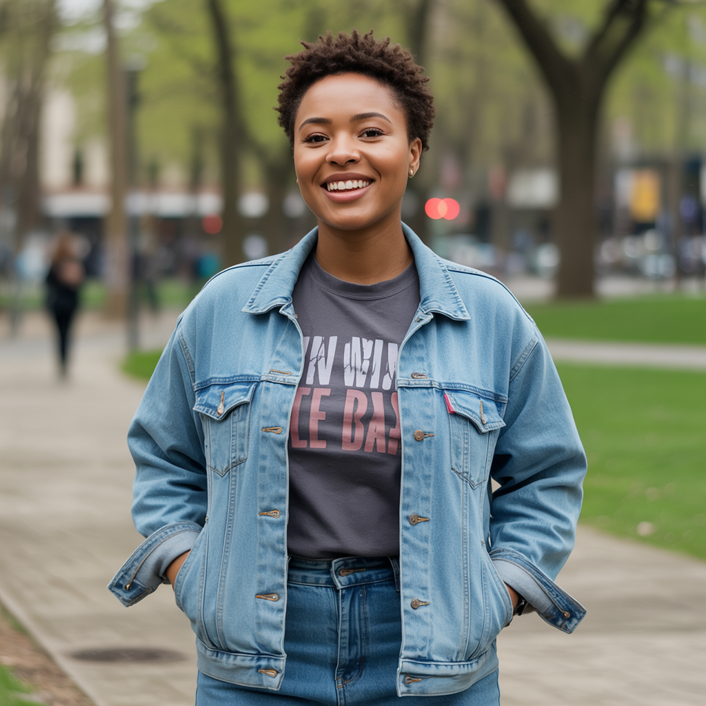 Graphic Tee with Denim Jacket
