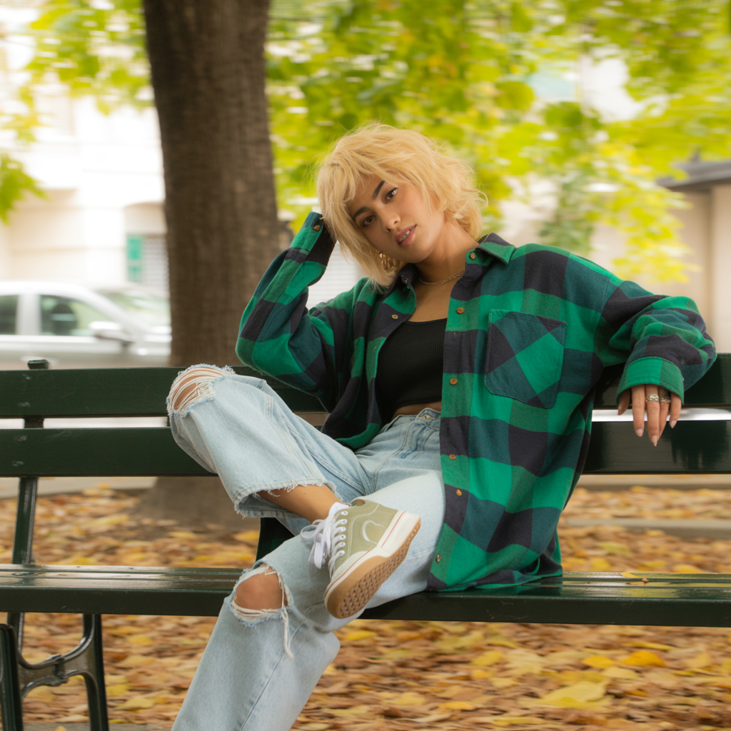 Grunge Flannel with Ripped Jeans