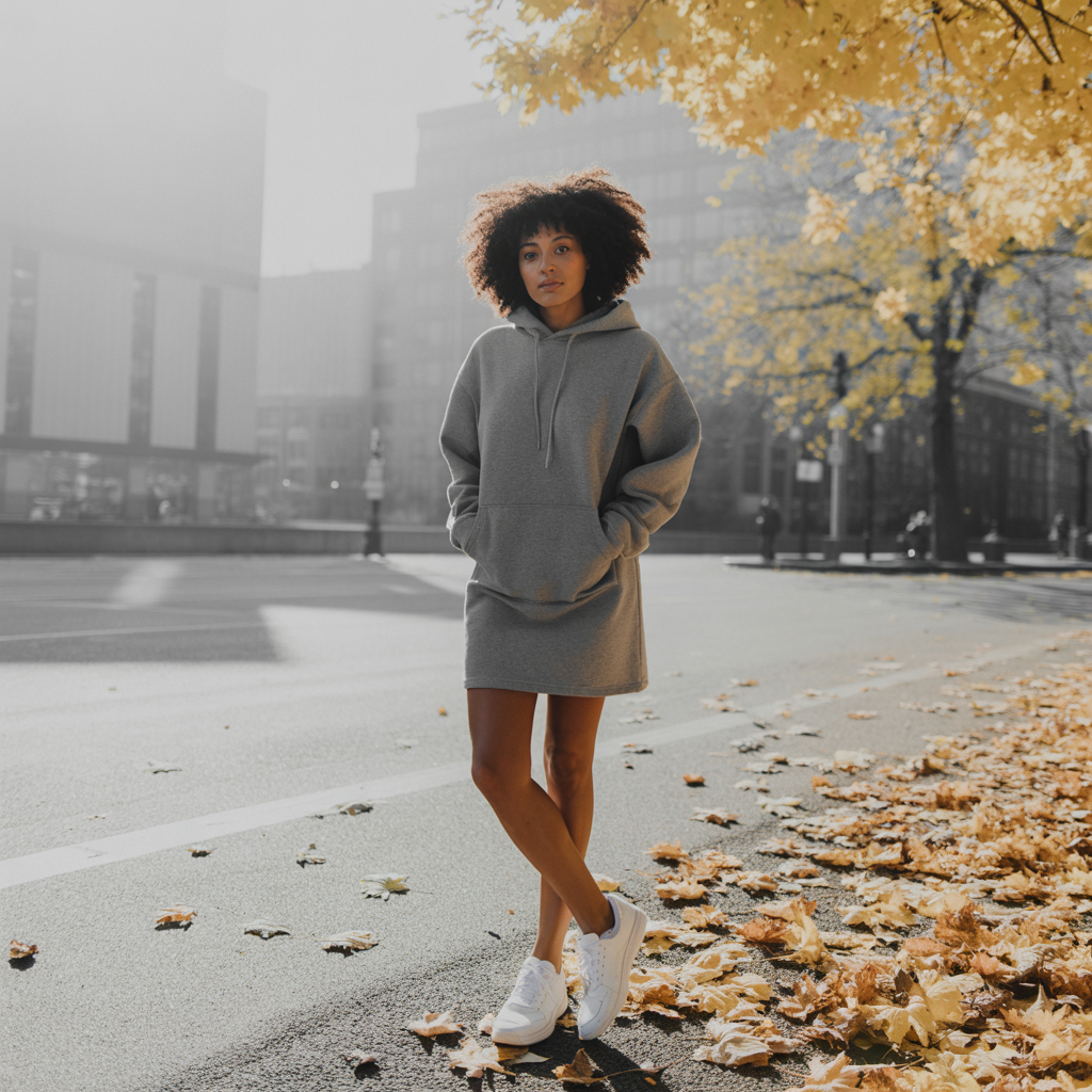 25 Best Casual Fall Outfits for Women This Autumn 10 Hoodie Dress with Sneakers
