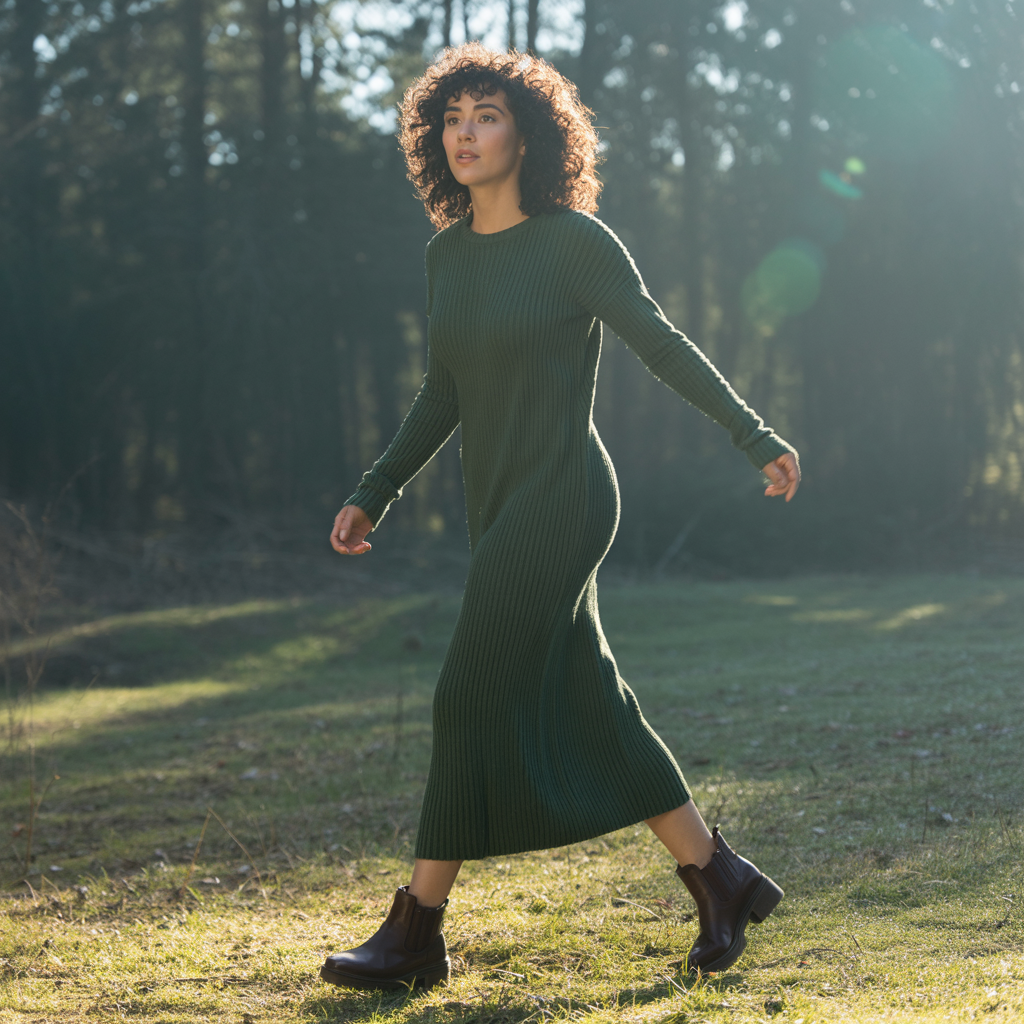 25 Best Casual Fall Outfits for Women This Autumn 2 Knit Dress with Ankle Boots