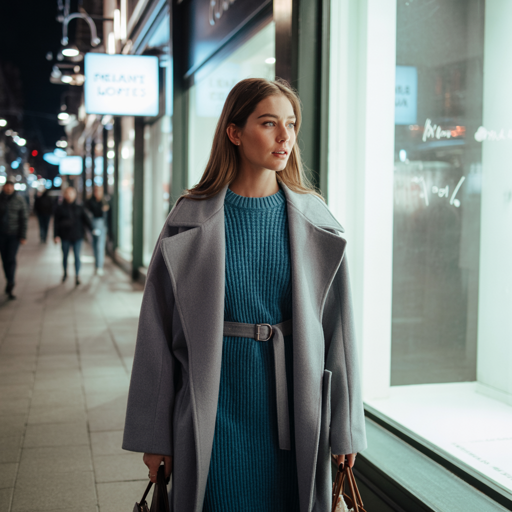 20 Best Stunning Winter Outfits That Turn Heads in Cold Weather 9 Knit Dress with Belted Coat