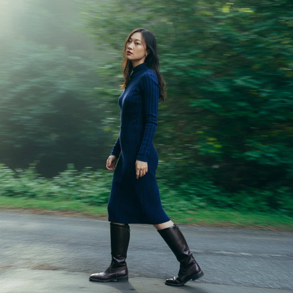 Knit Dresses with Knee-High Boots