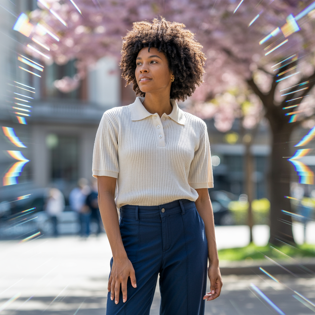 Knit Polos with High-Rise Pants