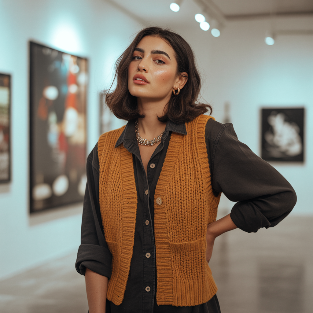 Knit Vest with Button-Down Shirt