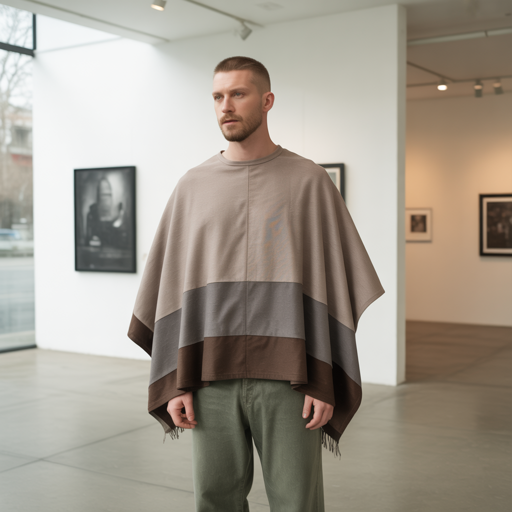 Layered Poncho with Casual Jeans