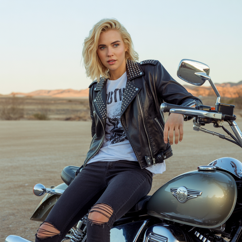 Leather Jacket with Ripped Jeans and Graphic Tee