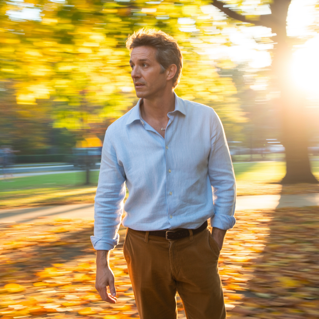 Linen Shirt with Corduroy Pants