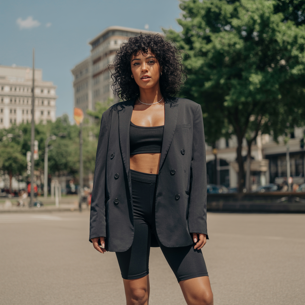 25 Best Casual Fall Outfits for Women This Autumn 23 Oversized Blazer with Biker Shorts