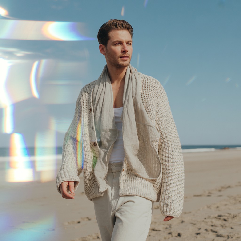 Oversized Cardigan and Scarf Combo