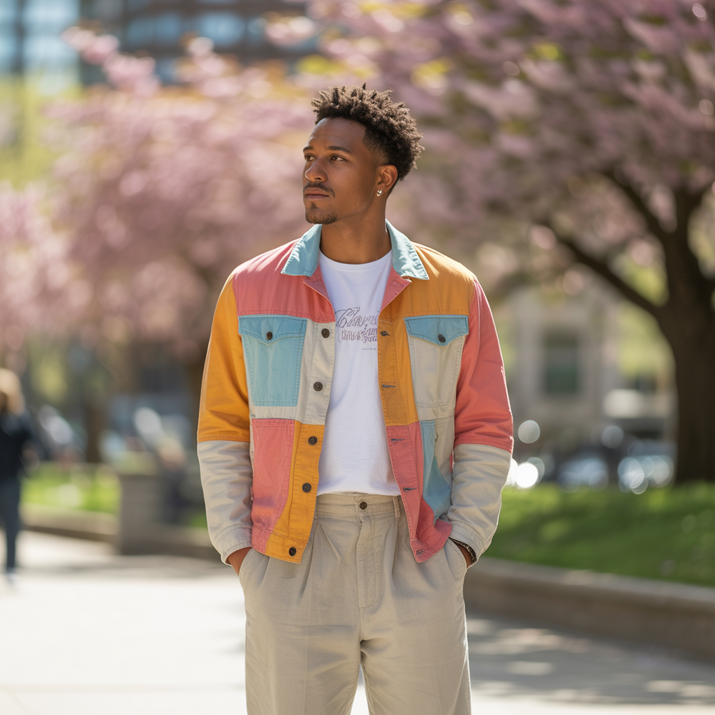 Patchwork Jacket with Relaxed Pants