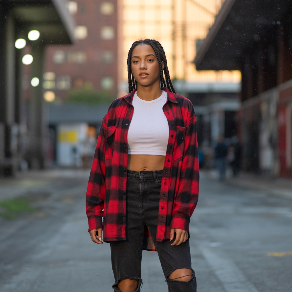 Plaid Flannel Over a Crop Top