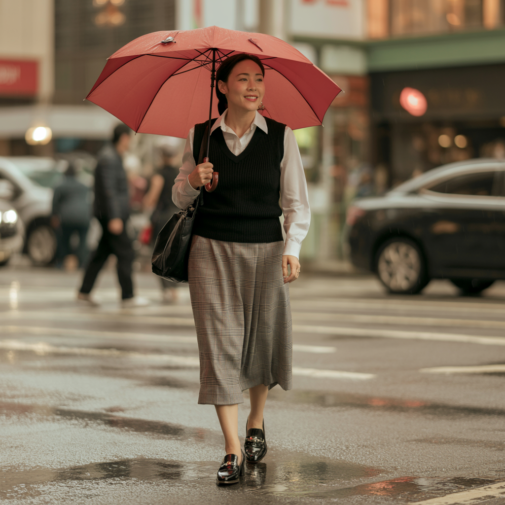 Plaid Skirt with Sweater Vest
