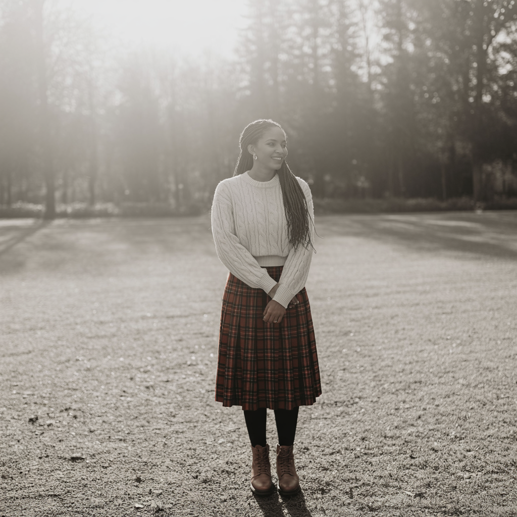 25 Best Casual Fall Outfits for Women This Autumn 13 Plaid Skirt with Sweater