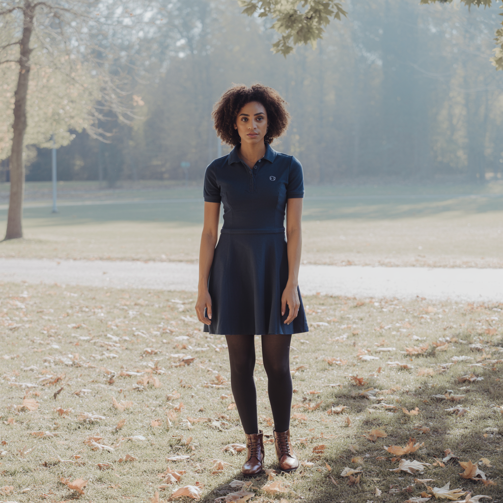 Polo Dress with Tights and Boots