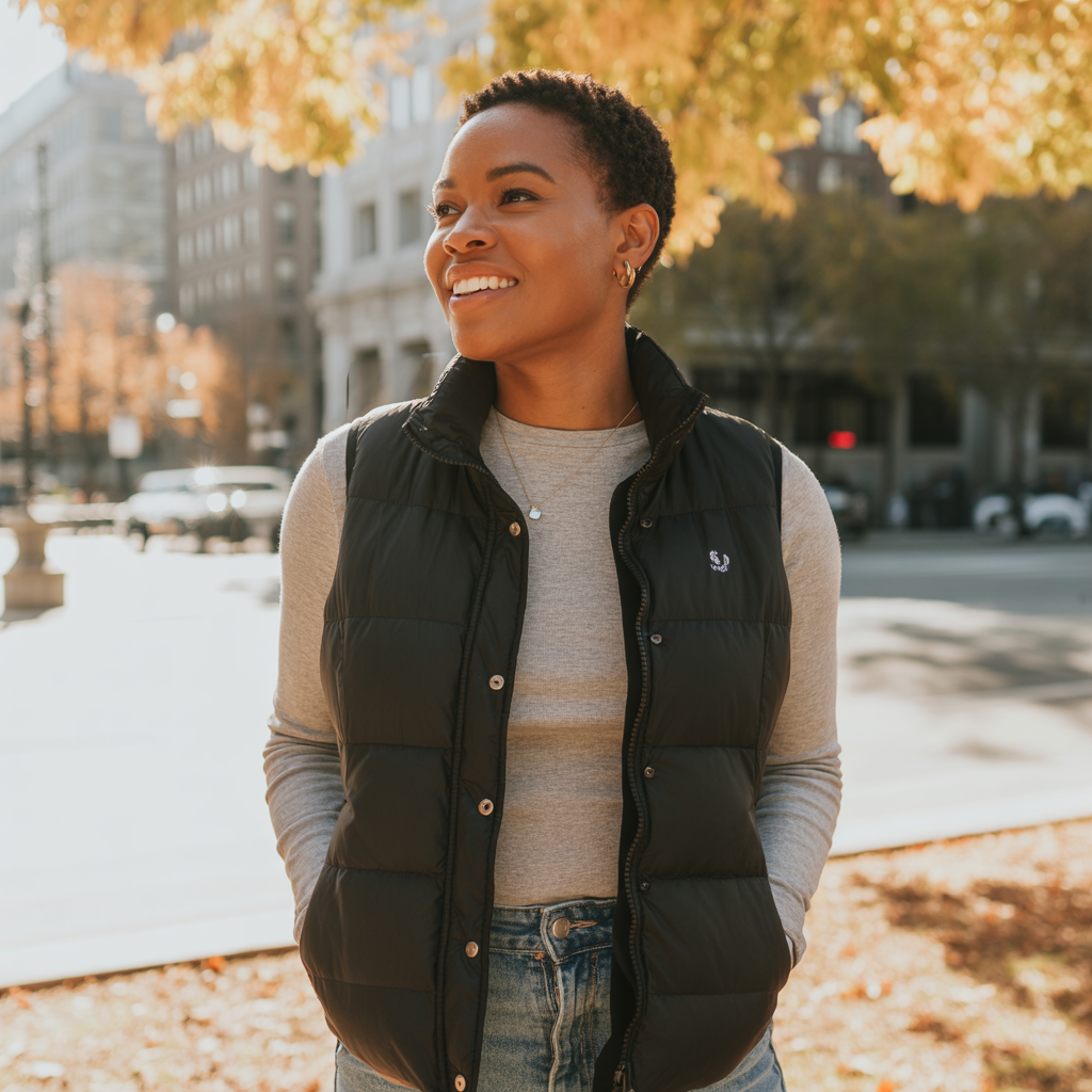 Puffer Vest with Long Sleeve Tee