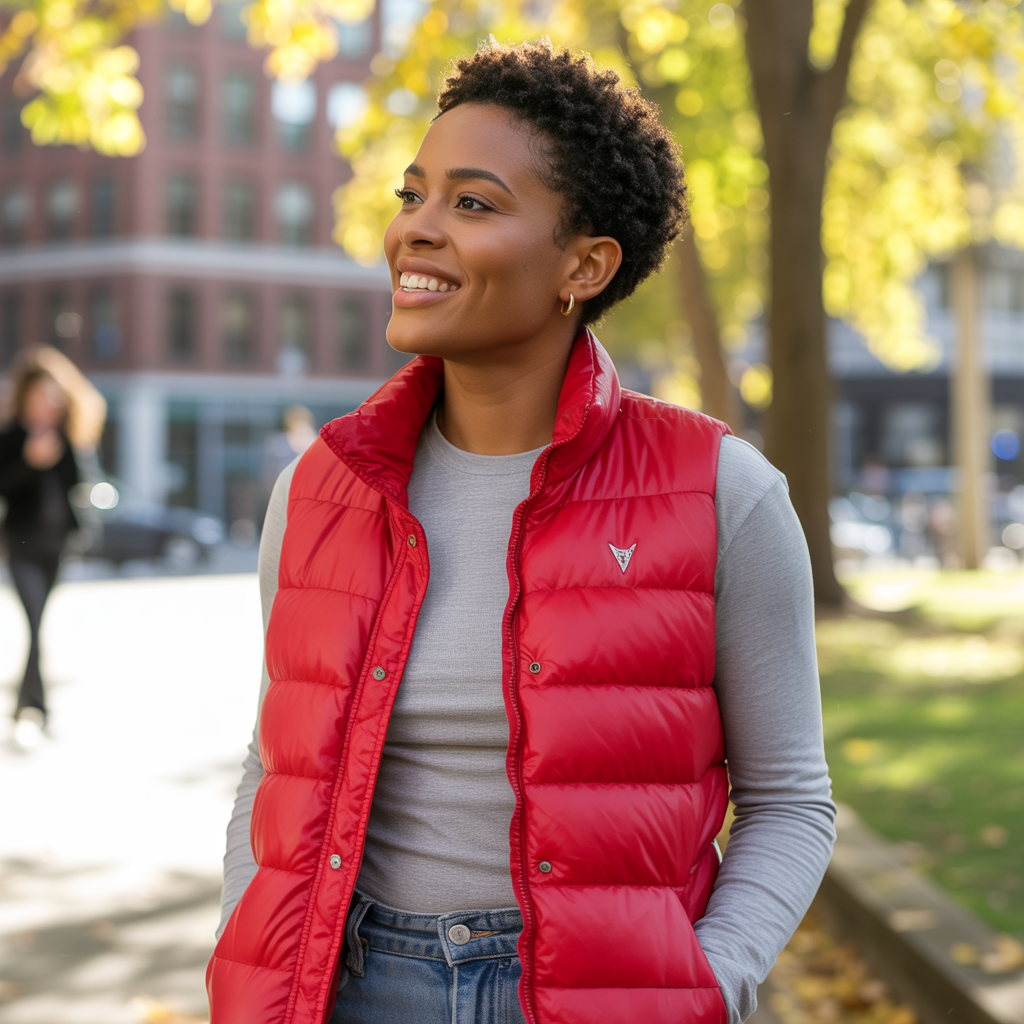 Puffer Vest with Long-Sleeve Tee