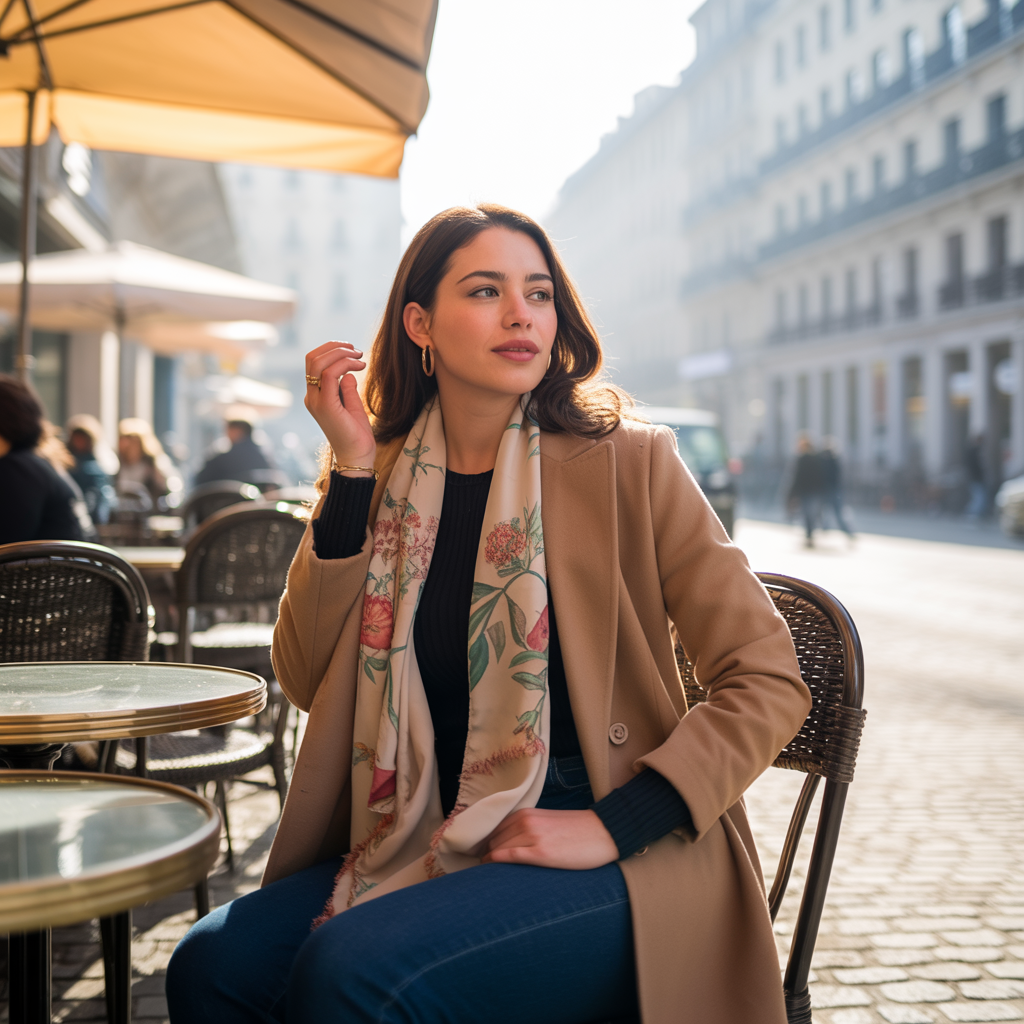 20 Best Stunning Winter Outfits That Turn Heads in Cold Weather 17 Statement Scarf with Neutral Base Outfit