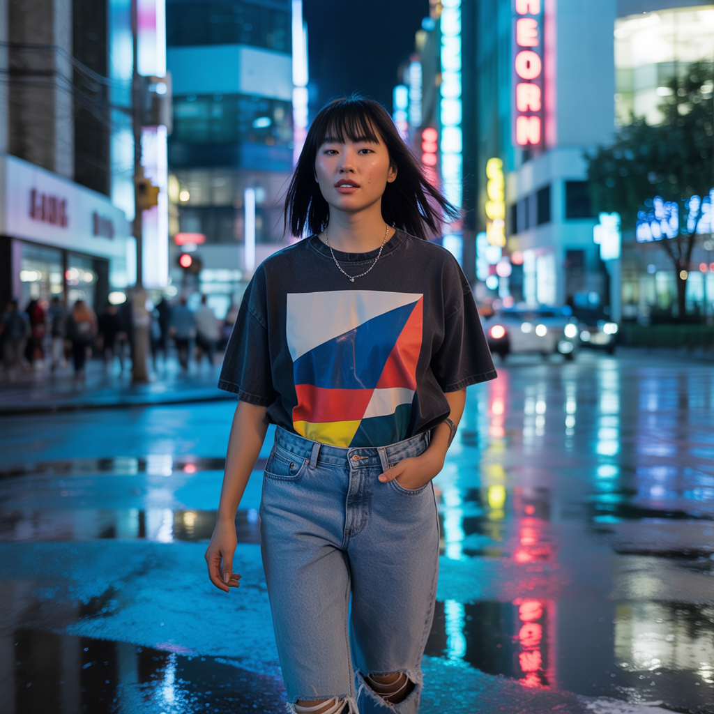 Straight-Leg Jeans with Graphic Tees