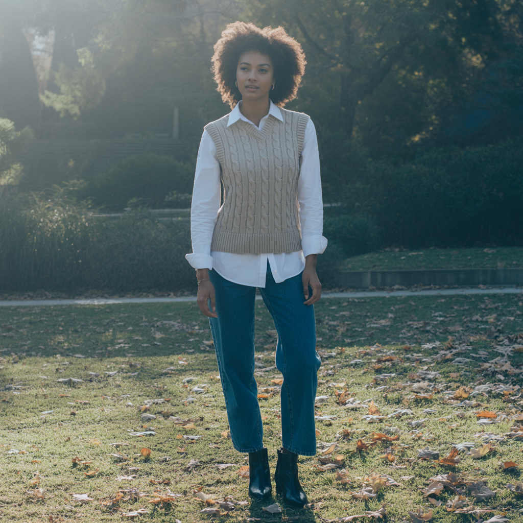 Sweater Vest over Button-Down Shirt