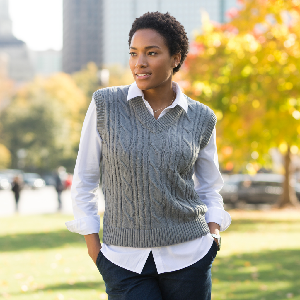 25 Best Casual Fall Outfits for Women This Autumn 24 Sweater Vest with White Shirt