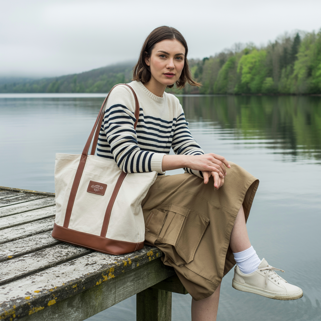Tote Bag with Knit Sweater and Skirt