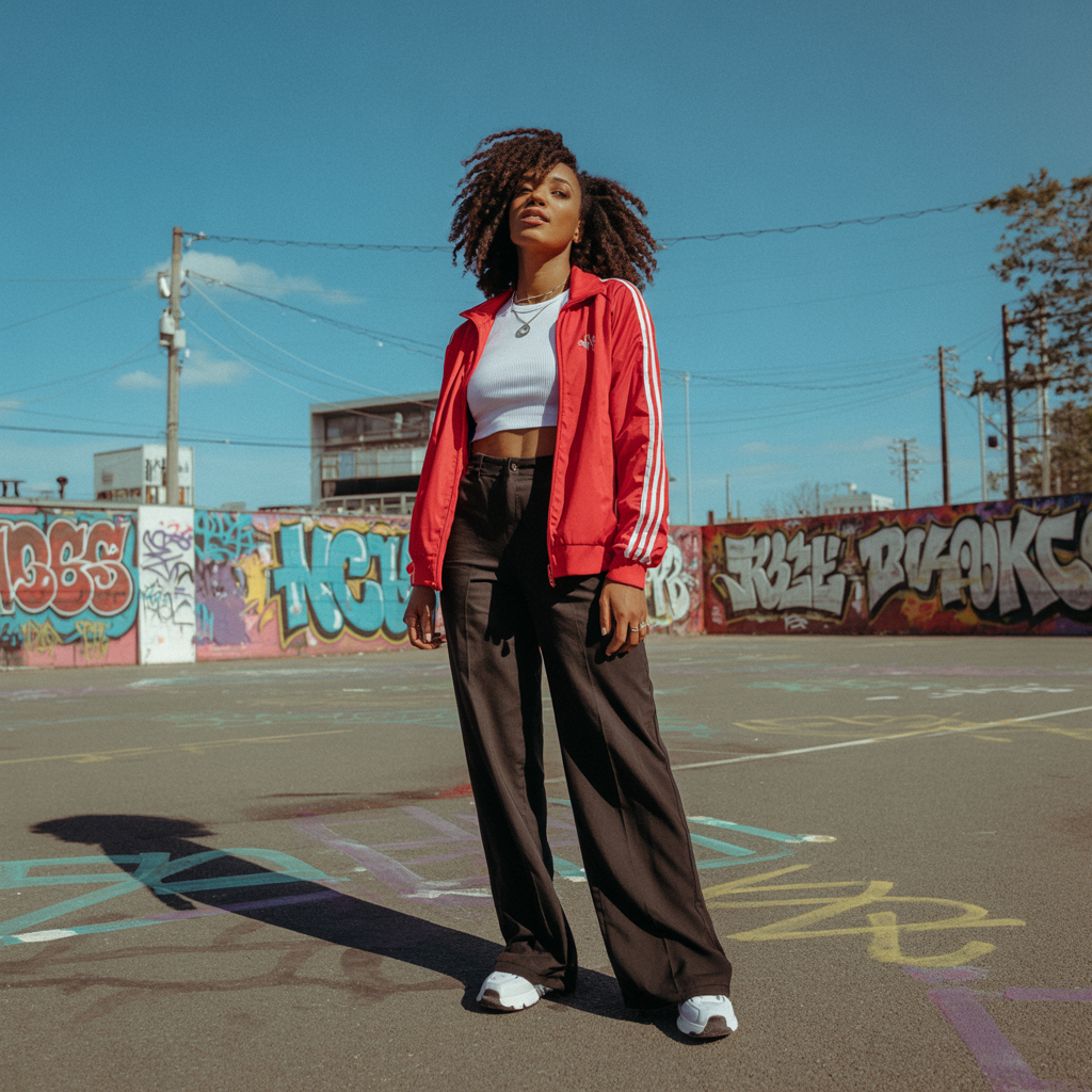 Track Jacket with Wide-Leg Pants