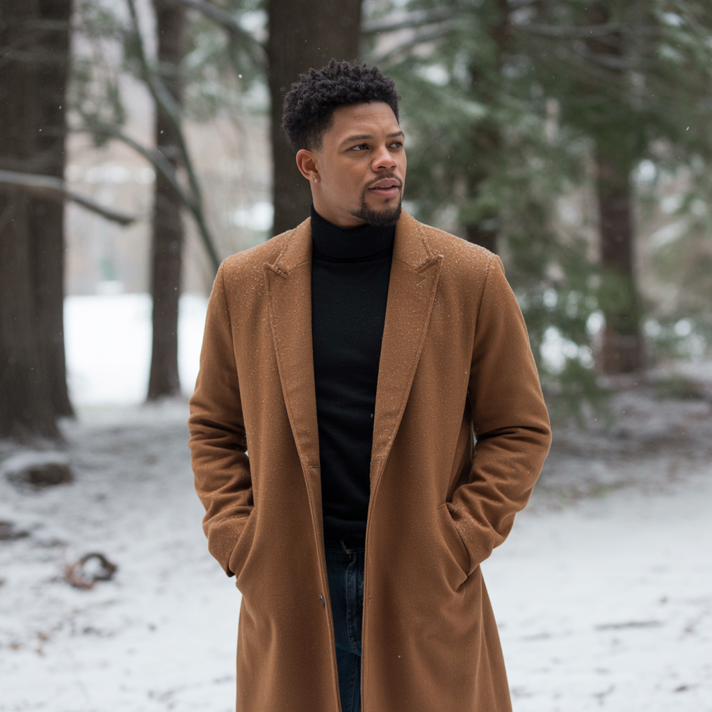 Turtleneck with Earthy Overcoat