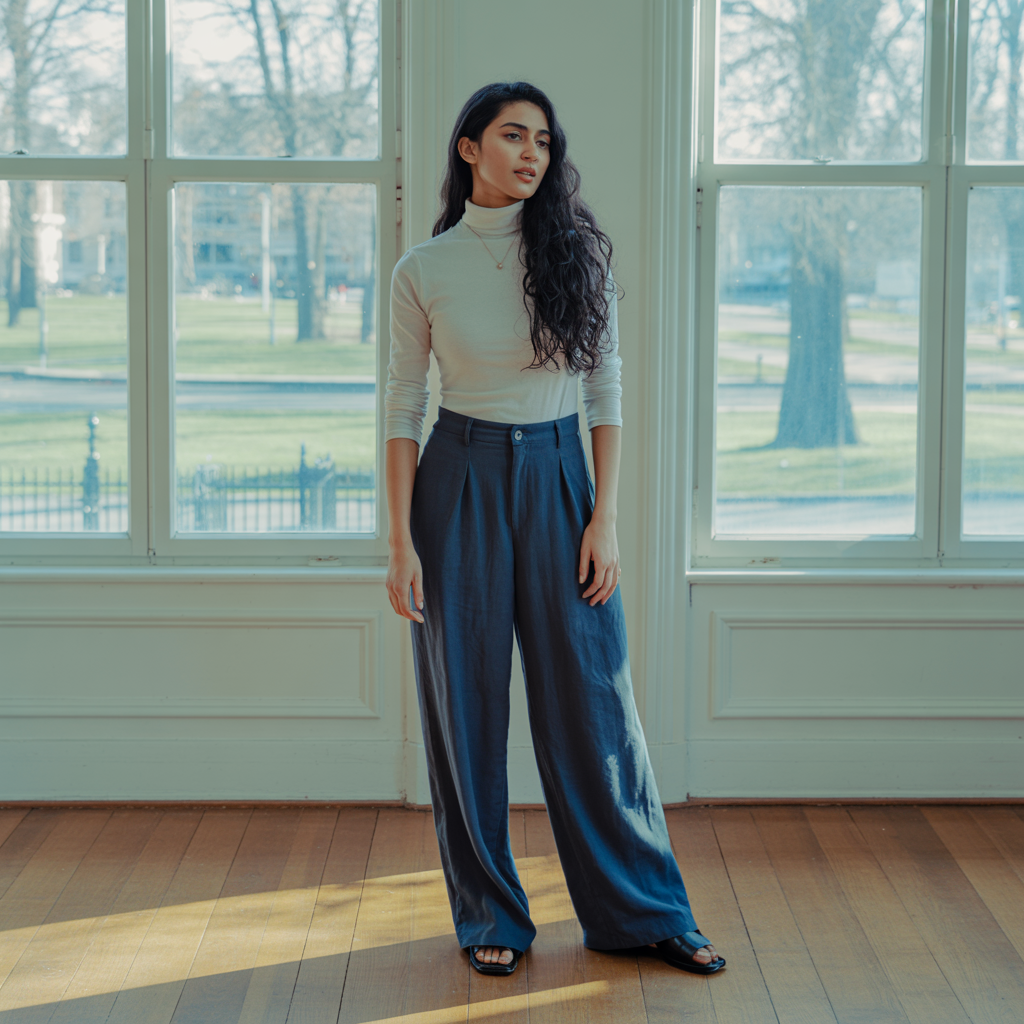 Turtleneck with Wide-Leg Pants