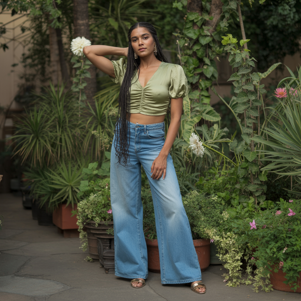 Wide-Leg Jeans with Fitted Tops