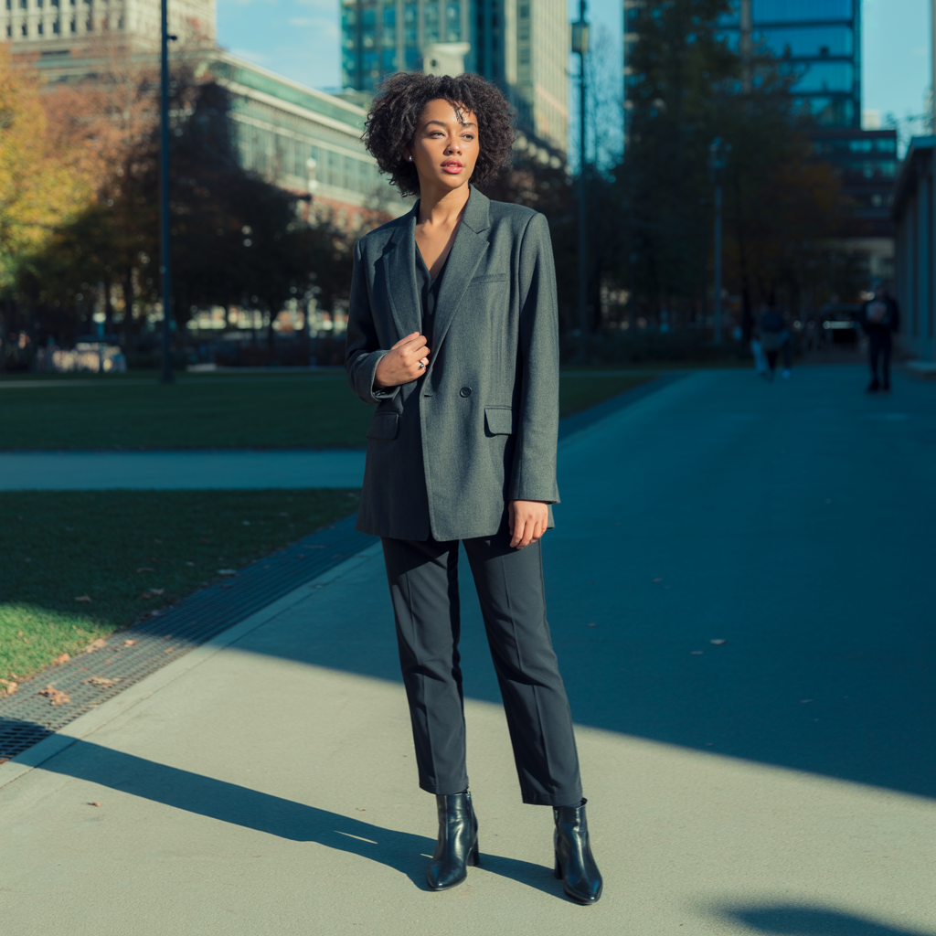 25 Best Fall Outfits for Women to Try This Season 11 Wool Blazer with Tailored Pants and Ankle Boots