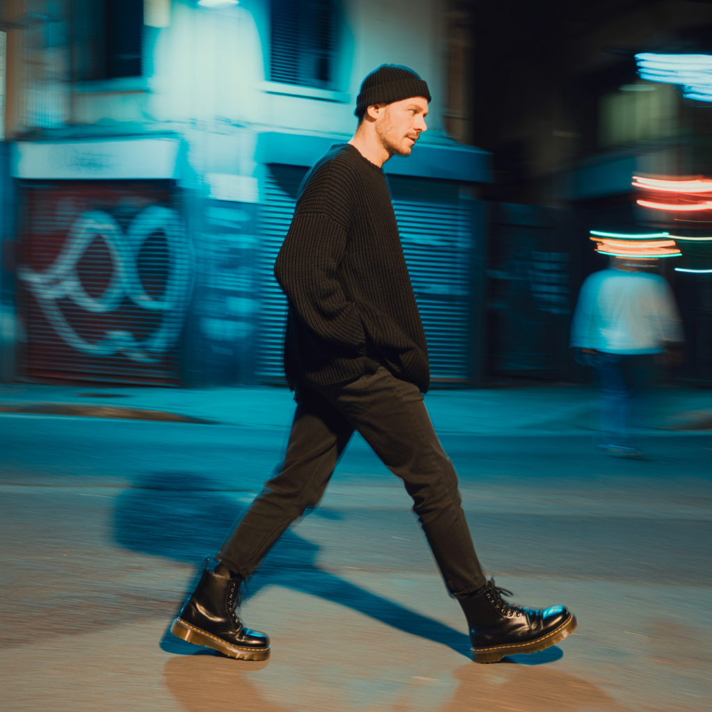 Wool Sweater with Beanie and Boots