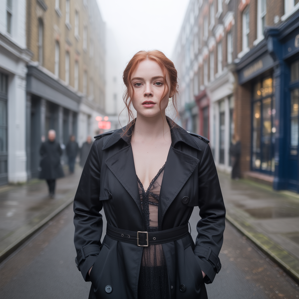 Belted Trench Coat with Dress