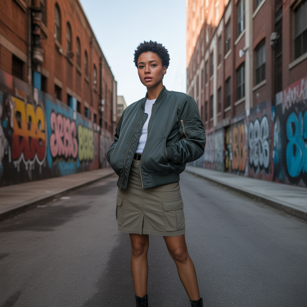20 Best Baddie Fall Outfits to Slay This Season 13 Bomber Jacket with Cargo Skirt