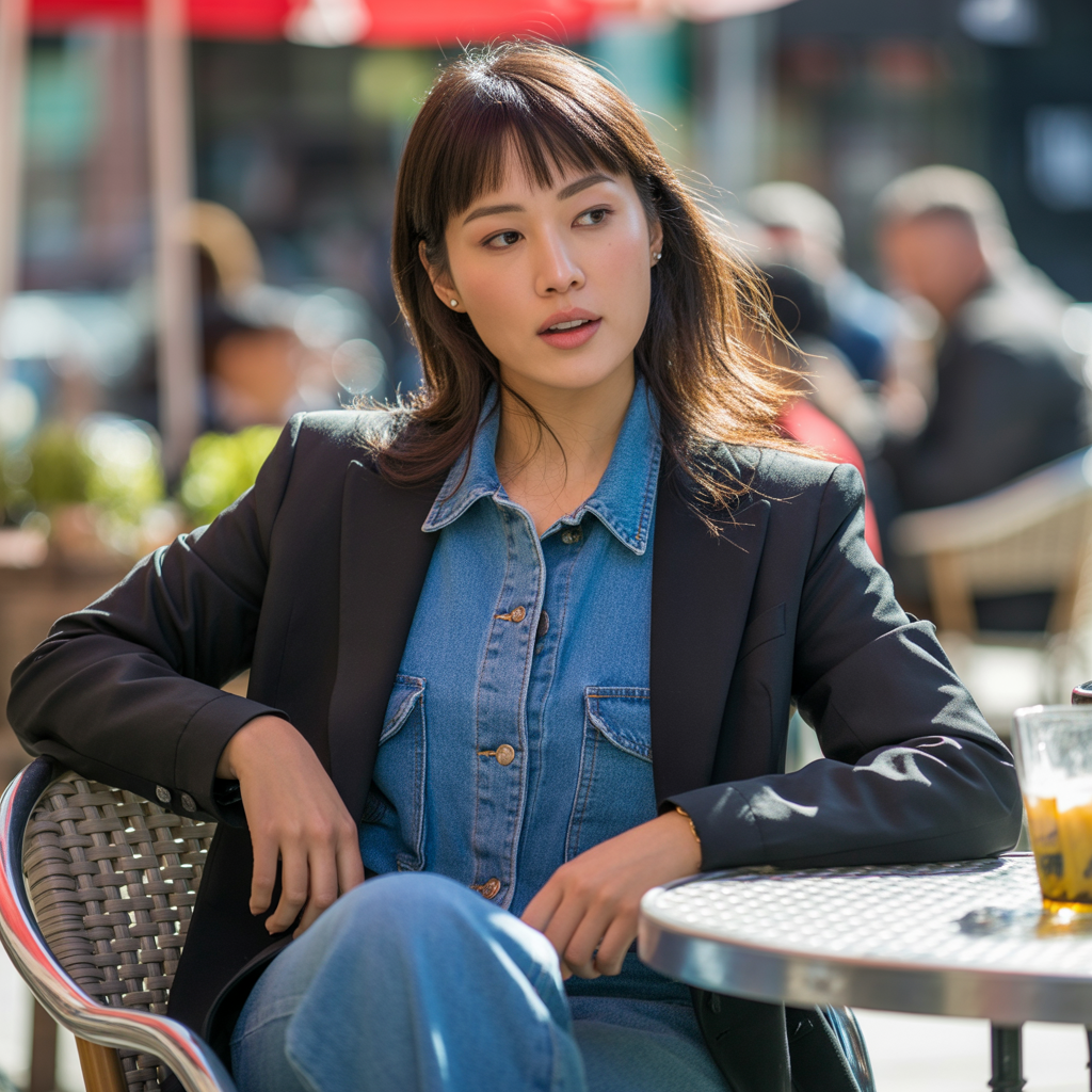 Business Casual Denim with Structured Jacket