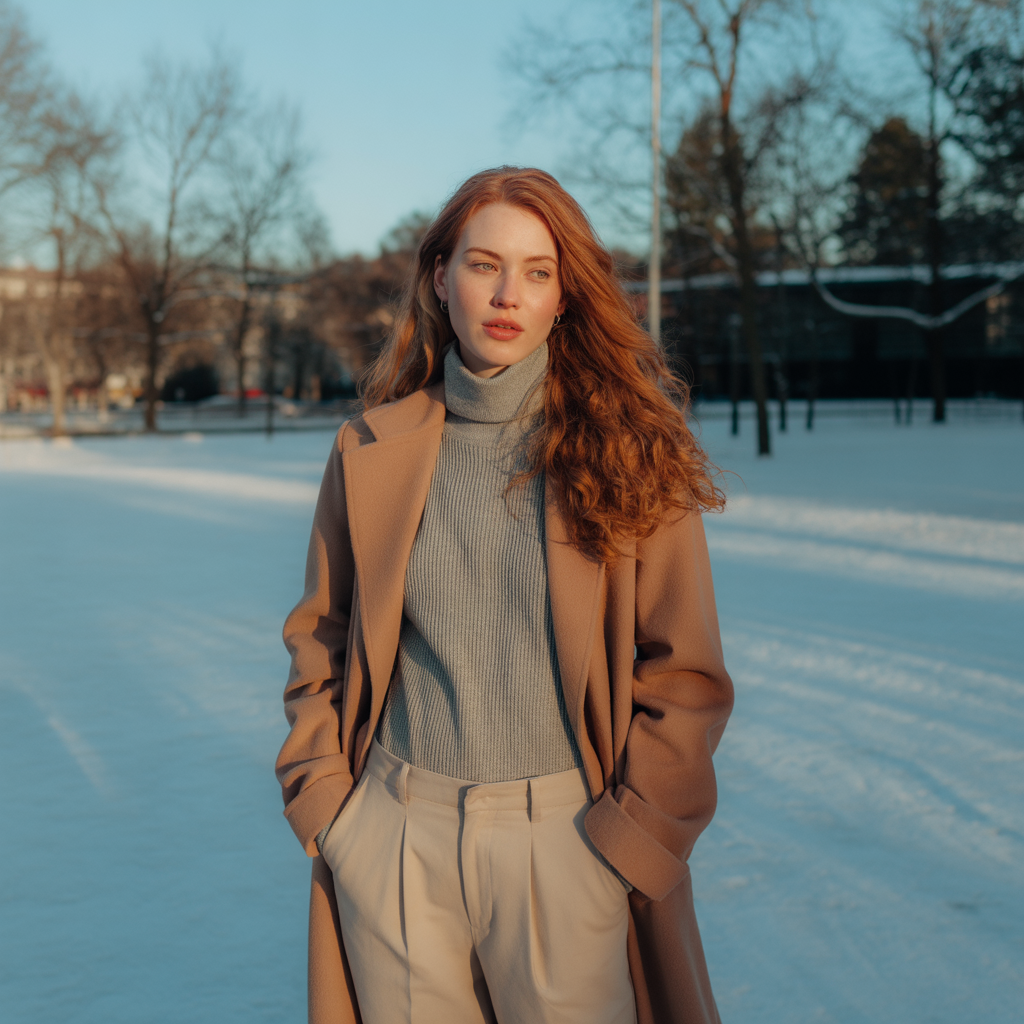 Camel Coat over Neutral Layers